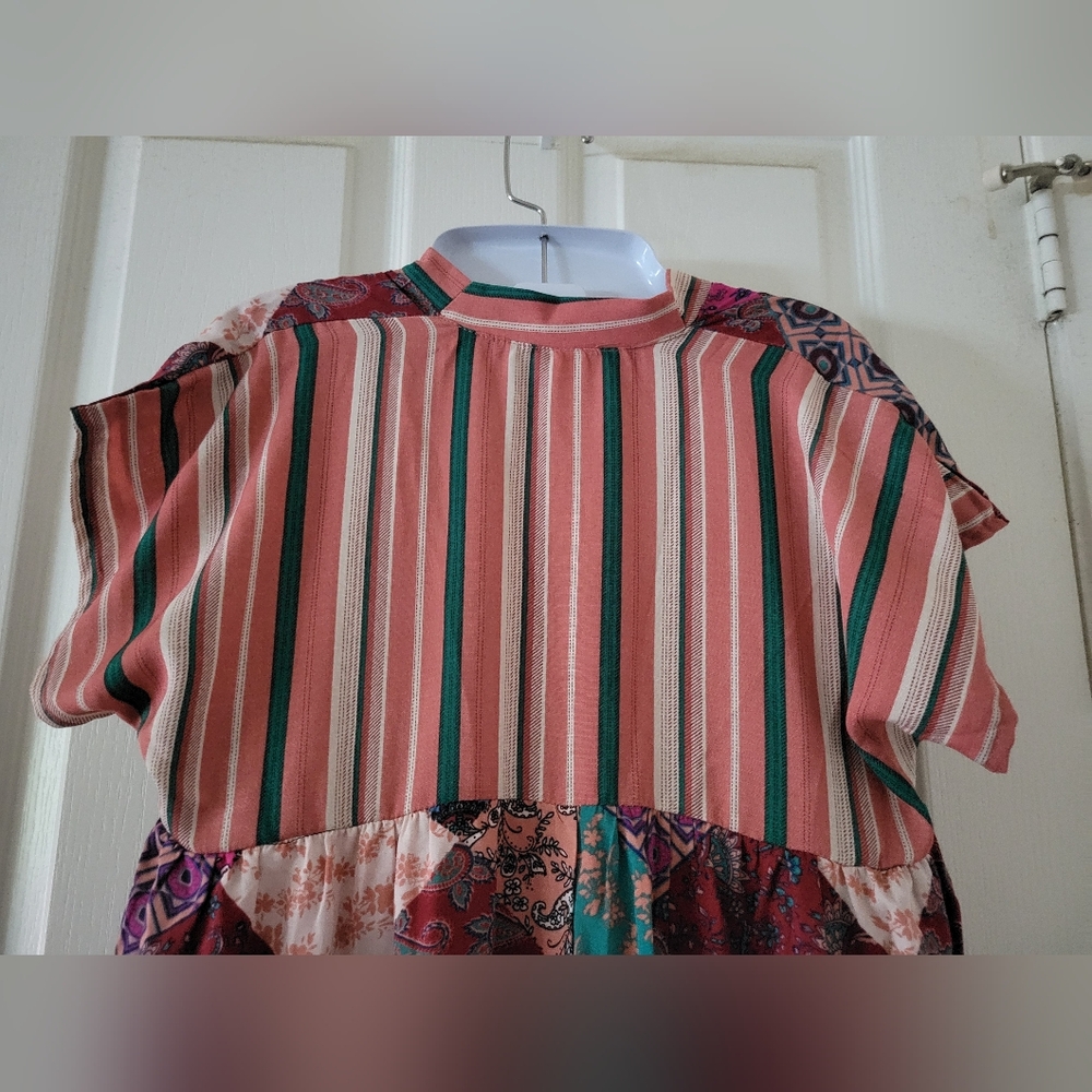 Haley Solar | NWOT Pretty Colorful Boho Chic Patchwork Midi Dress - Picture 7 of 14